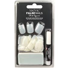 Technic False Nails Short Squares - Pack of 48 False Nails with Glue ()